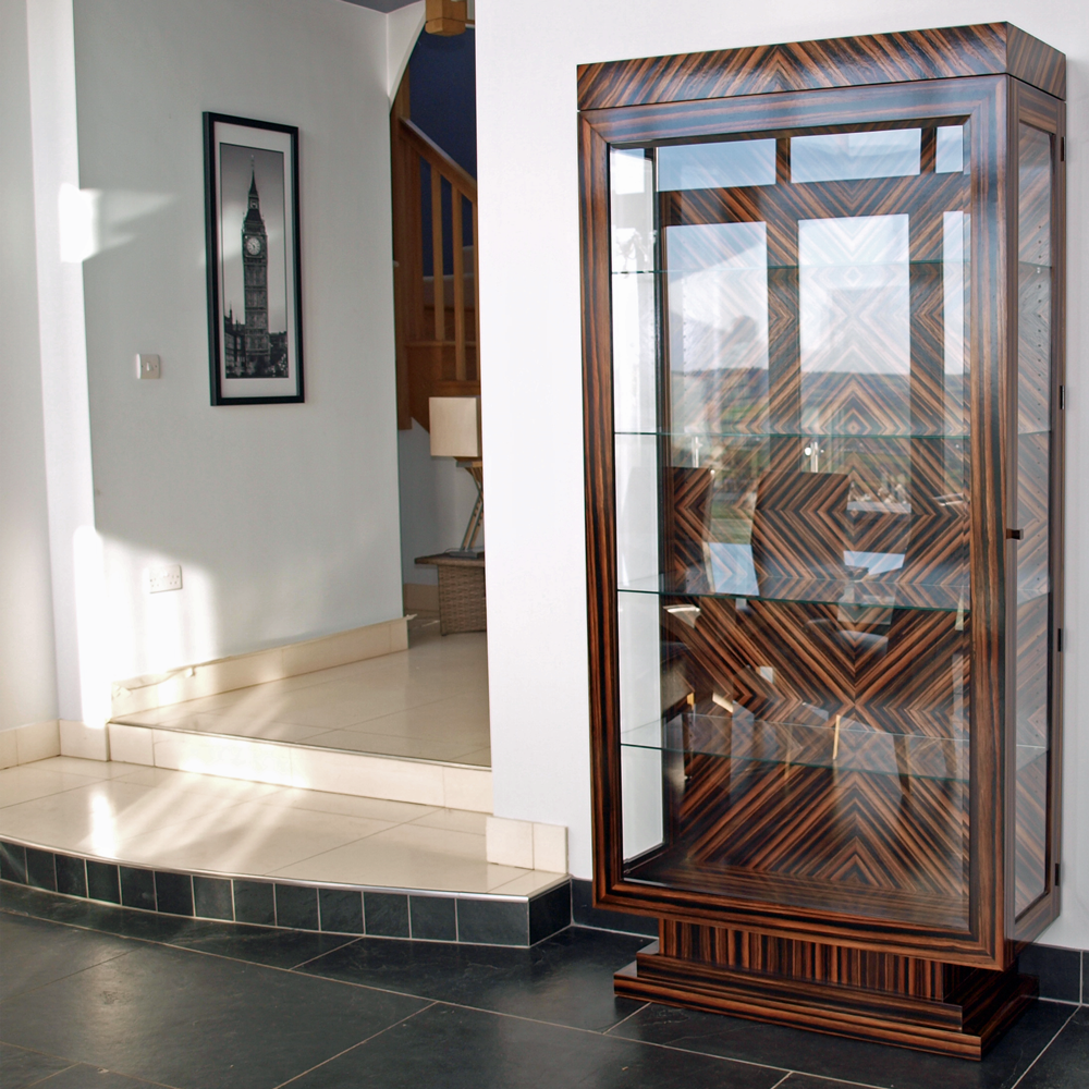 Marshbeck Bespoke Feathered Ebony Art Deco Display Cabinet Marshbeck