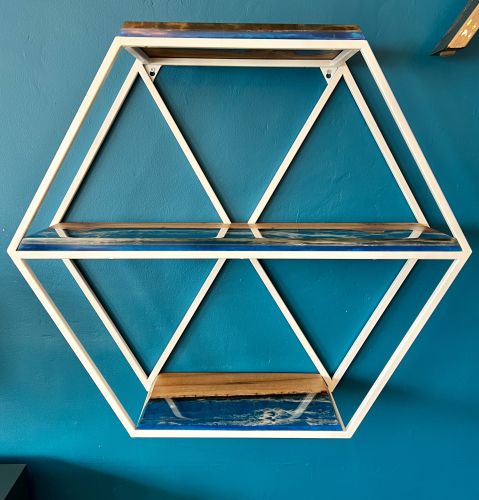 Hex Wall Shelf with River Shelves